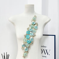 Heavy-Duty 3D Garment Accessory, Dress Box Decorative Beaded Rhinestone Lace Flower Fabric Patch