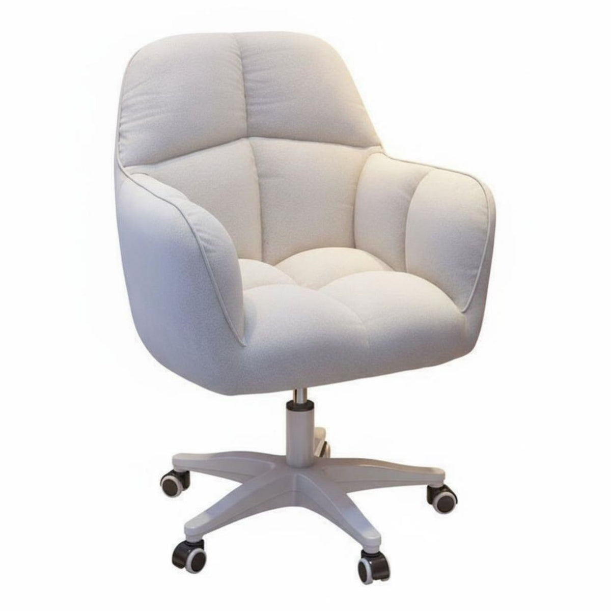 Upholstered Rolling Armchair Ergonomic Support Rest Desk Chair Adjustable Height Space-Saving Design for Women, Dormitory
