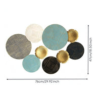 Layered Circular Wall Decor Hand-Painted Metal Disk Wall Art Fan-Shaped Accents