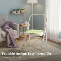 Foldable Design Folding Mind-Body Chair Multi-Functional Mind-Body Assistance Stool Sturdy Steel Frame Folding Exercise Chair Padded Seat for Women, Beginners, Seniors, Home Gym