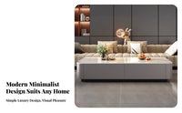 Easy to Clean TV Cabinet and Coffee Table Set Scratch Resistant TV Stand and Coffee Table Set Ample Storage Glossy Media Console Rounded Corners for Apartment Dwellers, Design Enthusiasts, Movie Lovers, Home Theater, Lounge Area