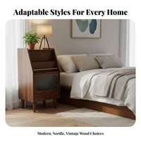 Smart Nightstand Modern Design Smart Nightstand with 2 Drawers Built-in Press Light Integrated Lighting Lighting for Students