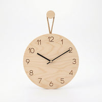 Wooden Wall Clock Minimalist Clock with Rope Round for Living Room, Entryway