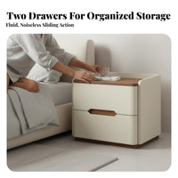 2-Drawer Nightstand Minimalist Design 2-Drawer Leather-Wrapped Side Table