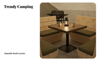 Metal Frame Booth Sofa Camping Themed Industrial Design Dining Set Firm Foam Cushions Faux Leather Armchair for Bar Owners, Eatery, Lounge