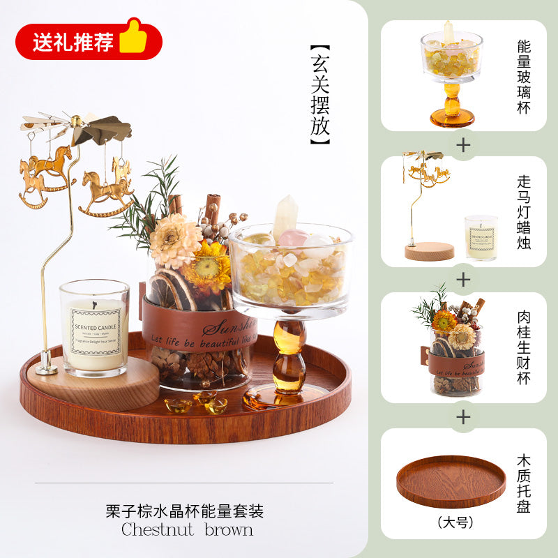 祈吉旋转木马走马灯香薰托盘烛台蜡烛新款入户玄关摆件高级感布置