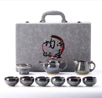 陶明堂窑变功夫茶具套装建盏家用陶瓷泡茶壶盖碗中式商务礼盒送人