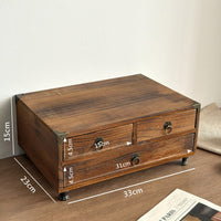 Retro Wooden Desk Organizer with 3 Drawers for Office Supplies