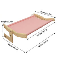 Cat Hammock Hanging Cat Bed with Wood Frame, Under-Bed Hook Window Hammock and Sleeping Location, Foldable Sunbathing Perch for Balcony Lounging