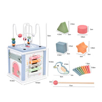 Wooden Busy Box with Bead Maze Child-Centered Activity Cube with Bead Maze Sensory Play Cube Educational Toddler Activity Center