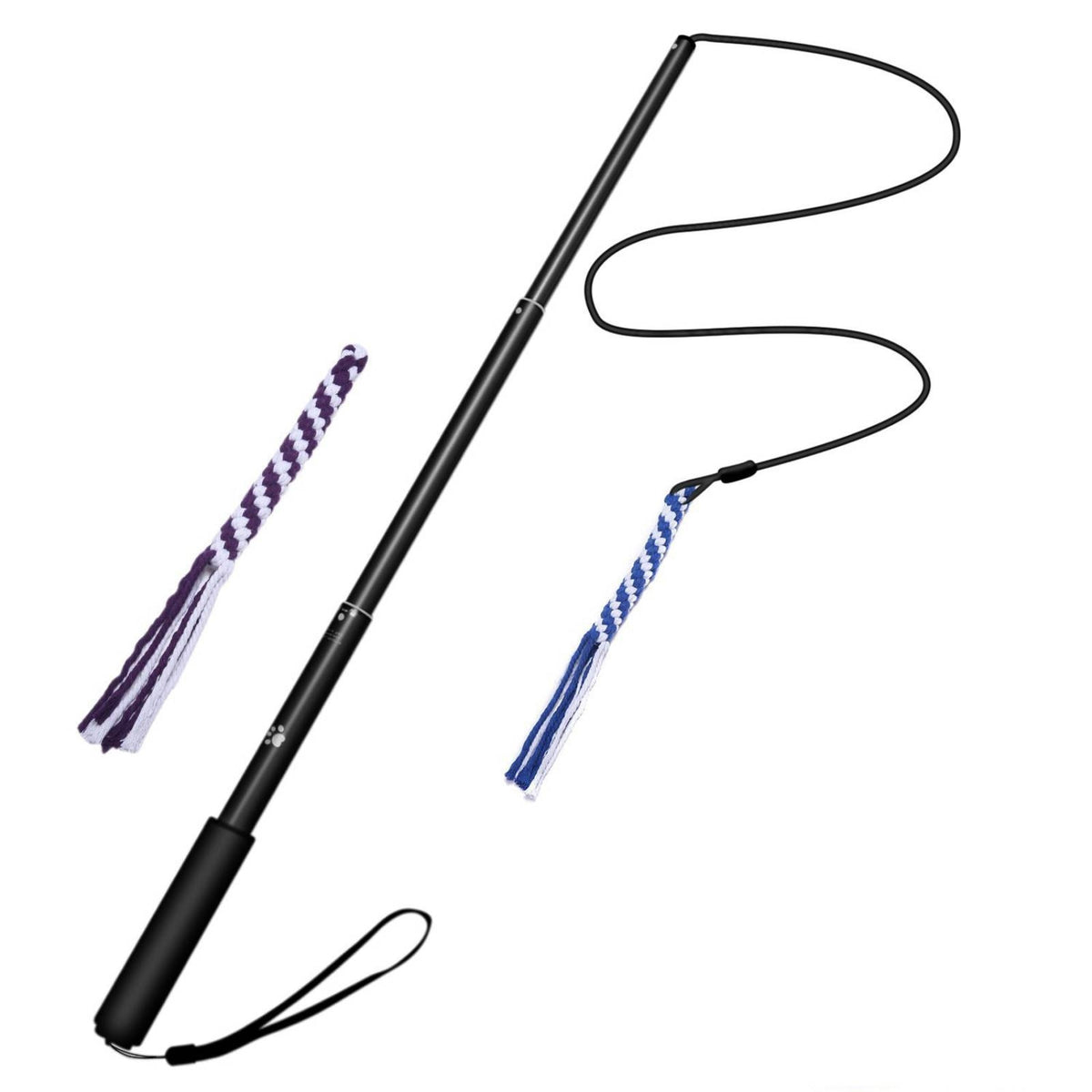 Interactive Dog Flirt Pole with Rope Lure Padded Dog Teaser Wand with Rope Toys Extendable Retractable Flirt Pole with Tassels Sturdy for Training