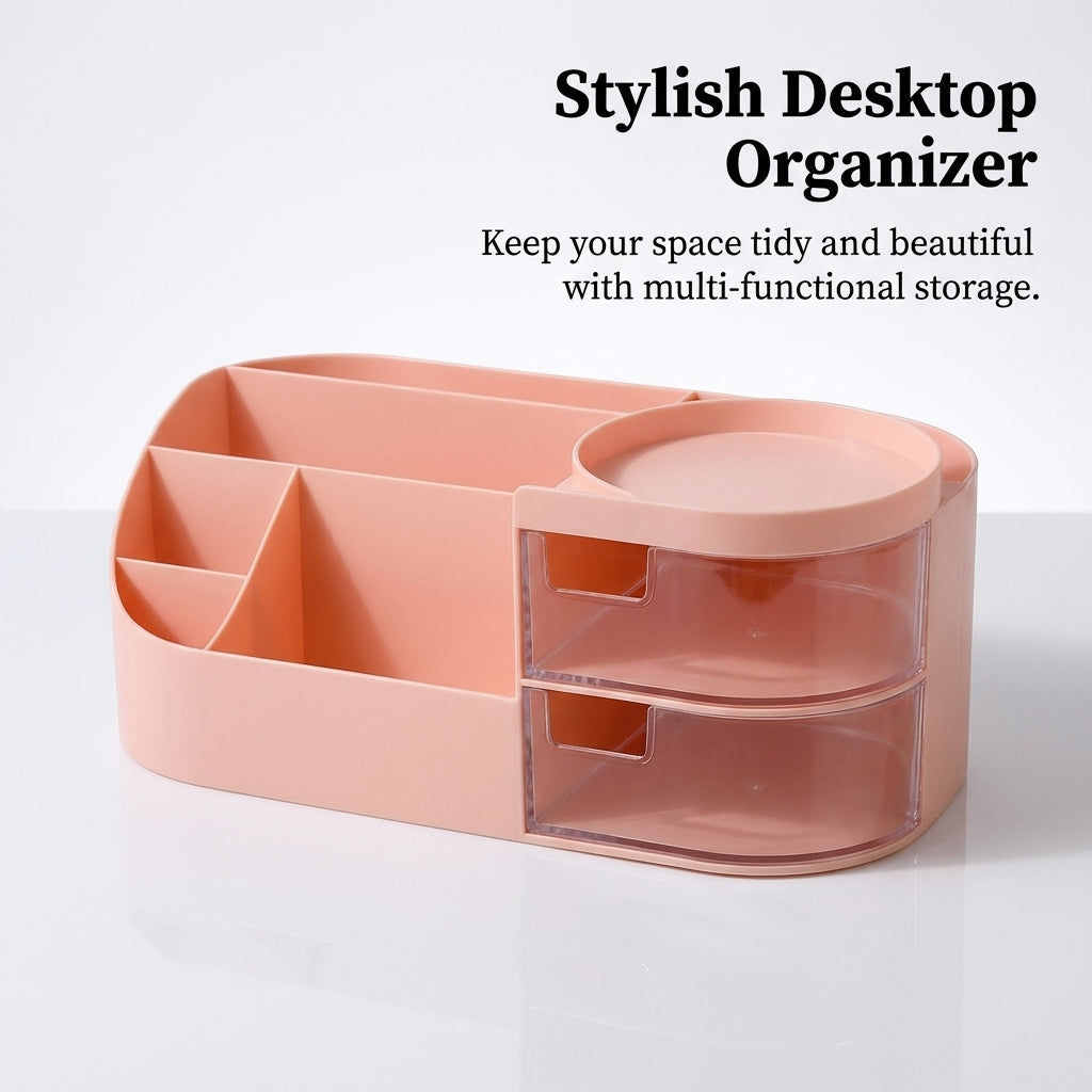 Desk Organiser with Drawer, Desktop Storage for Home Office Accessories, Pen Holder for Study Table, Multi-Function