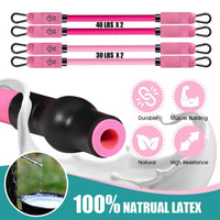Adjustable Pilates Bar Kit with 3-Piece Rod and Rope for Home Fitness