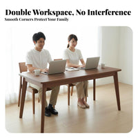 2 Person Desk Spacious Tabletop Solid Wood Computer Desk Thickened Desktop Long Wooden Study Table for Professionals, Remote Workers, Office, Bedroom