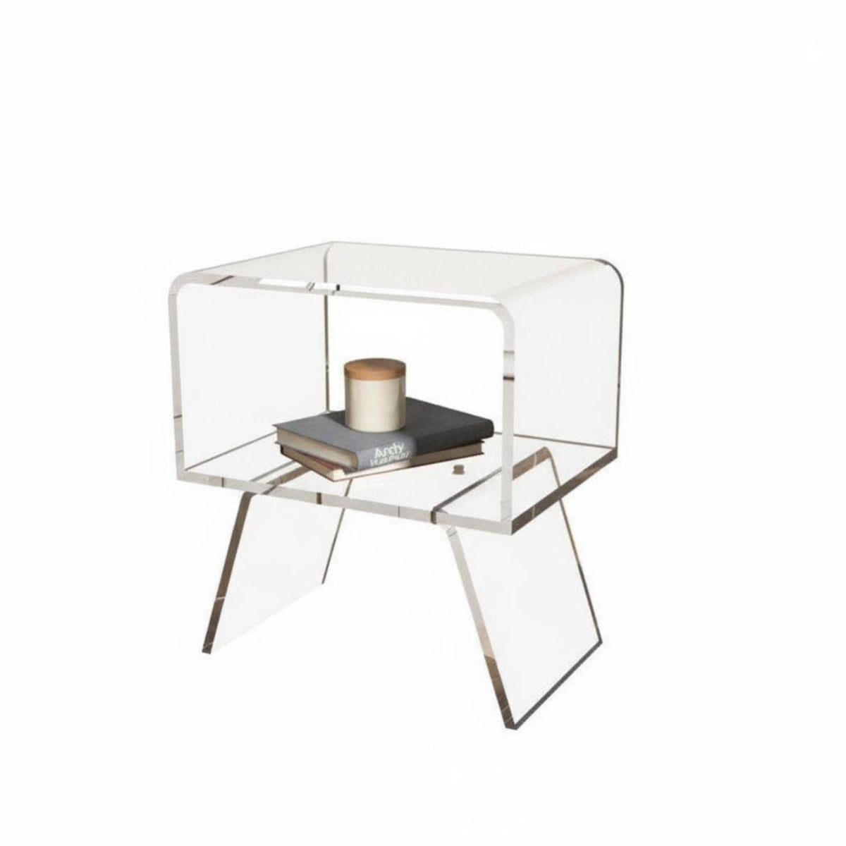 C-Shaped Acrylic Table Modern Design Nightstand Easy to Clean for Small Spaces