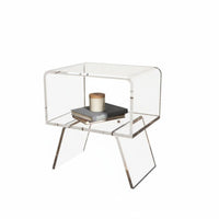 C-Shaped Acrylic Table Modern Design Nightstand Easy to Clean for Small Spaces