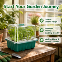 6 Cell Seedling Tray, Mini Greenhouse Propagation Tray with Watertight Base, Clear Cover & Humidity Dome Vent, Reusable for Home Gardening