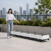 Mobile Raised Beds for Garden, Nordic Planter on Wheels, Sturdy Synthetic Material, White and Black Floor Standing