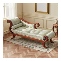 Miniature Long Seat Hand-Sewn Dollhouse Daybed Vintage Style Wooden Doll Couch for Collectors