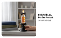 Spooky Halloween Candle | Dripping beeswax Look, Flame Shaped Tip, LED Candle with Glitter, for Mantel