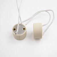 GU10 LED Ceramic Lamp Holder with High Temperature Resistant Silicon Wire, Pack of 10 DIY Lighting Bases with Bracket, Home Interior Lighting