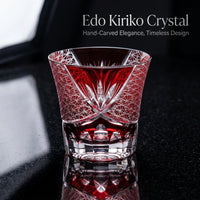 Kiriko-style Crystal Whiskey Glass, Green Dragon Eye Cut