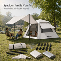 Jiangyu Outdoor Camping Tent with Tarp, Portable Folding 2-in-1 Shelter for Overnight Camping