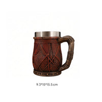 Rustic Beer Mug Wood-Like Stainless Steel Stein Large Capacity for Bar