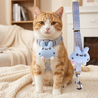 Cat Harness and Leash Set, Adjustable Nylon Vest Harness with Whimsical Motif, Outdoor Walking Gear for Small Cats, Harness Leash