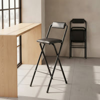 Folding Bar Stool with Backrest Portable High Bar Stool with Padded Seat Supportive Furniture for Kitchen Island