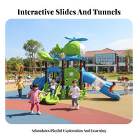 Combination Slide Playset Anti-Slip Handrails Multi-Activity Play Center Easy Climb Steps Amusement Park Equipment for Young Children, Kindergarten