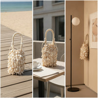 Handwoven Seashell Bag Beach Boho Handbag Woven for Women