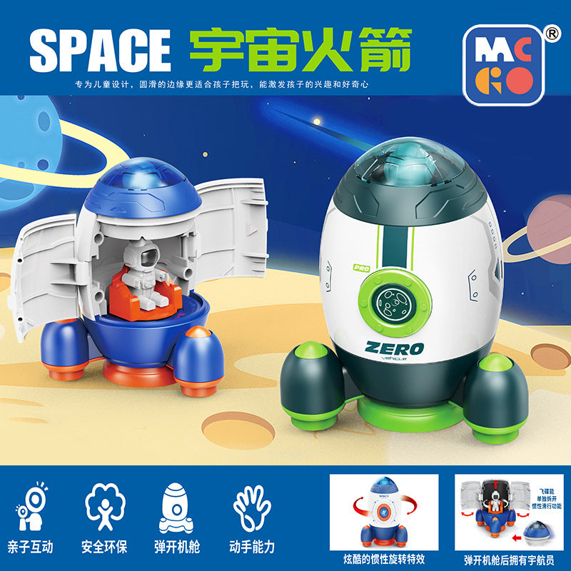 Astronaut Space Rocket Toy Vehicle, Disassemblable, ABS, Inertia, for Kids 4-6