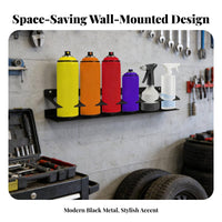 Wall Mount Spray Bottle Holder Space Saving Spray Bottle Storage Rack Heavy Duty Wall Mount Can Organizer for Mechanics, Garage, Workshop