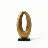 Oval Sculpture Textured Sculpture with Base Minimalist Abstract Statue for Homeowners, Art Collectors, Entryway