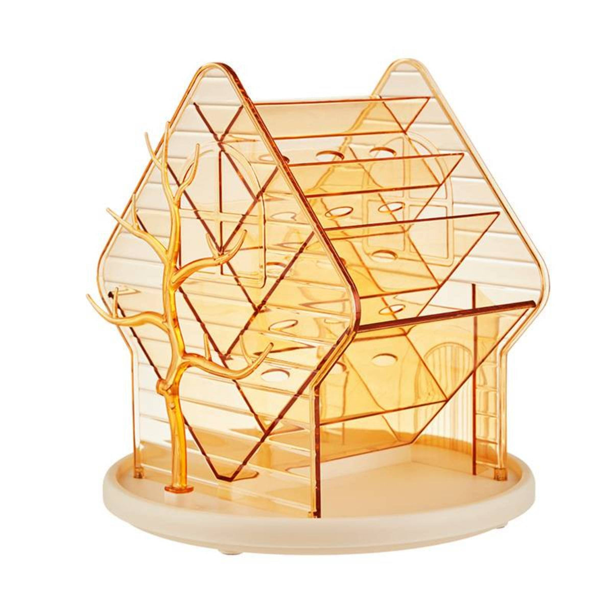 Rotating Cosmetic Organizer Clear Makeup Organizer with Rotating Base Compact Storage Shelf for Dressing Table