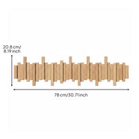 Key Coat Rack  Wood Wall-Attached Coat Hanger Creative Design Wooden Flip down Hook Rack for Entryway