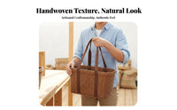 Imitation Rattan Basket Versatile Handled Market Basket Easy to Clean Household Storage for Shoppers, Gardeners, Shopping, Outdoor, Gardening