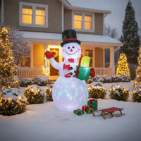 Christmas Inflatable Snowman Colorful Snowman with Top Hat Outdoor Decoration Eye-Catching Holiday Display Easy to Use