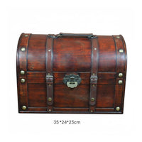 Faux Rosewood Storage Chest Metal Corner Studs Vintage Trunk Chest
