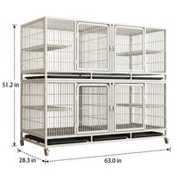 Multi-layer Metal Wire Breeding Cage with Trays, Detachable Boarding Cage and Divider Cage for Professional Pet Breeding or Small Bird Boarding