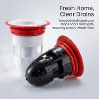 Silicone Drain Cover Odor for Shower, Floor Seal Stopper for Homeowners, TPR ABS Material Black Round Design