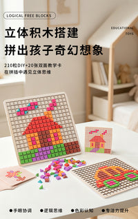 3D Wooden Building Block Puzzle Tabletop Game for Kids Early Education
