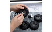 4 Pieces RC Crawler Tire with Beadlock Rim off-Road Beadlock Wheels RC Wheel and Tire Assembly Deep Groove for Hobbyists