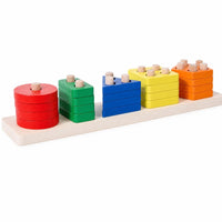 Sorting Wooden Shape Sorter Geometric Stacking Toy with Pegs Developmental Shape Matching Toy Learning for Toddlers, Playroom, Classroom