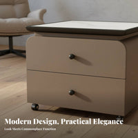 Square Nightstand with Drawer Luxury Aesthetic Bedside Storage Cabinet Modern design Waterproof Surface for Homeowners, Students