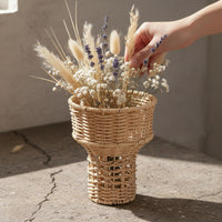 Pedestal Basket Handcrafted Basket with Stem Vintage-Influenced Basketry for Florists