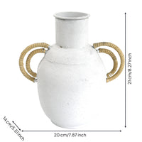 Iron Vase with Handles Lightweight Rustic Metal Vase Minimalist for Decorators, Shelf