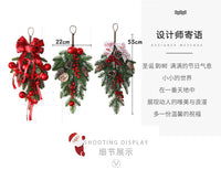 圣诞节装饰品花环门挂50CM圣诞倒挂树半面树创意藤条壁挂圣诞布置