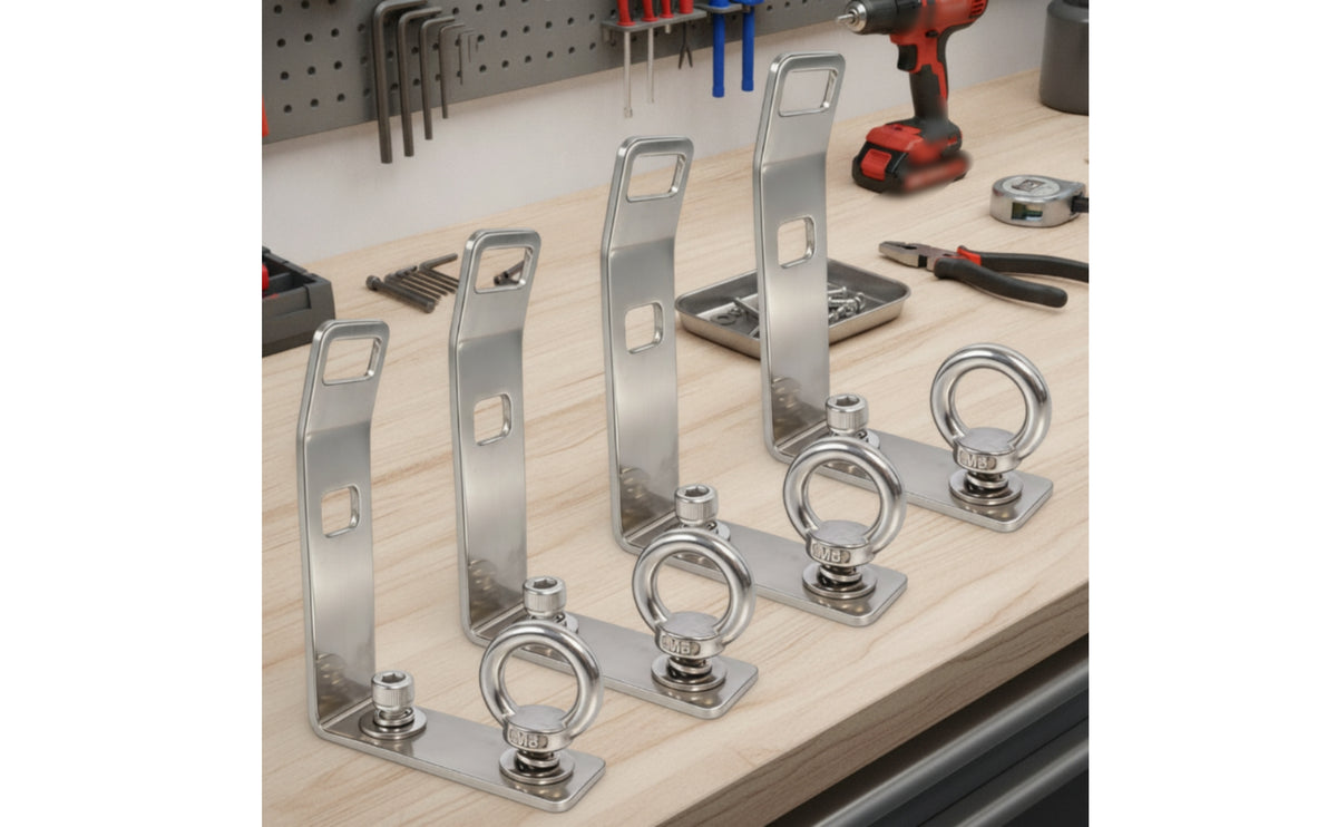 4 Pieces Stainless Steel Load Stop Brackets with Tie-down Rings Corrosion-Resistant Load Stop Bracket Rustproof Tie down Loop Long-Lasting for Contractors, Outdoor Enthusiasts, Roof Racks, Cargo Hauling, Road Trips